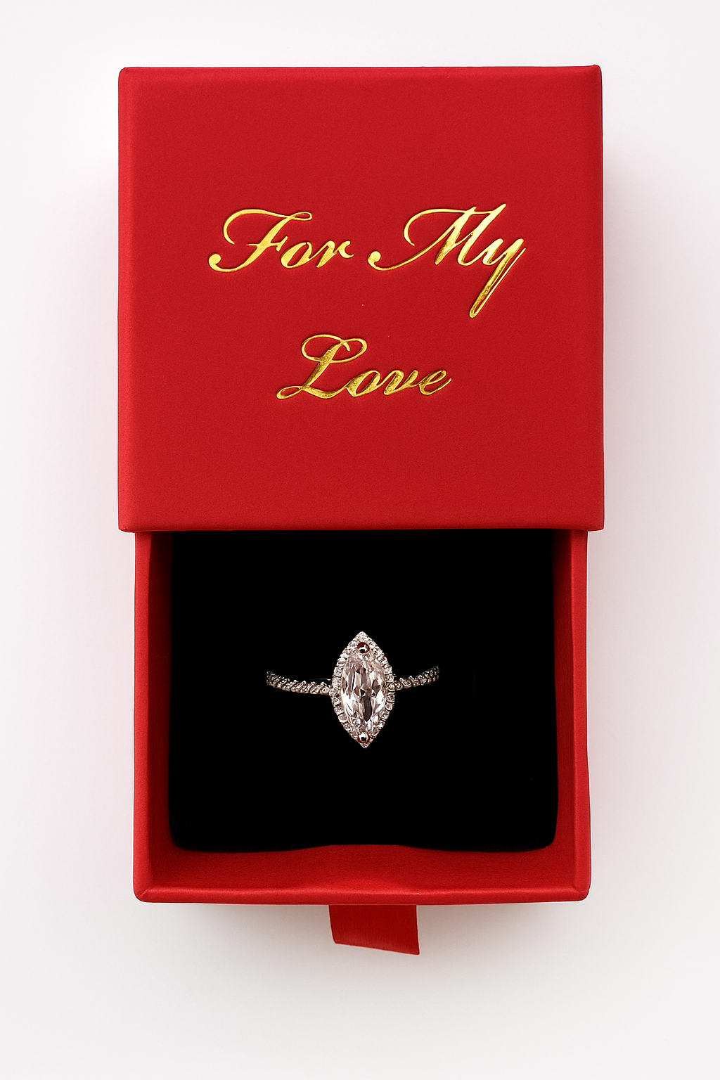 Bague marquise en argent 925 avec zircon transparente étincelant