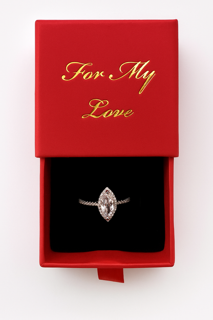 Bague marquise en argent 925 avec zircon transparente étincelant